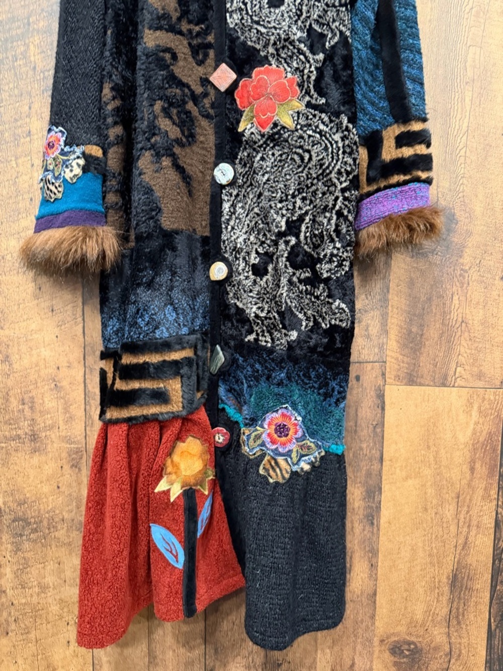 Vintage Lee Andersen patchwork retro funk fur size 1 EUC - Picture 5 of 12